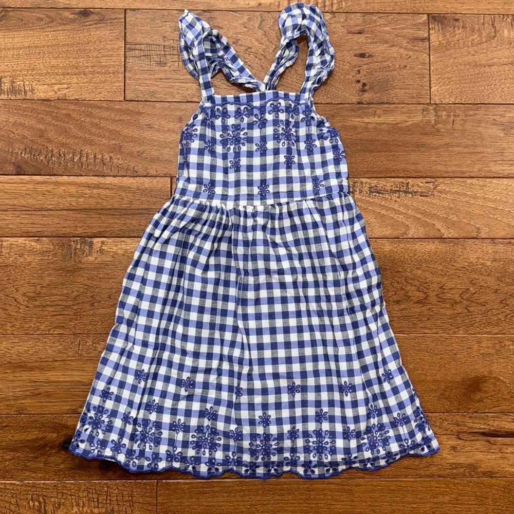 Cat & Jack Girls Sleeveless Dress - Gingham Floral Eyelet Dress - Size XS 4-5